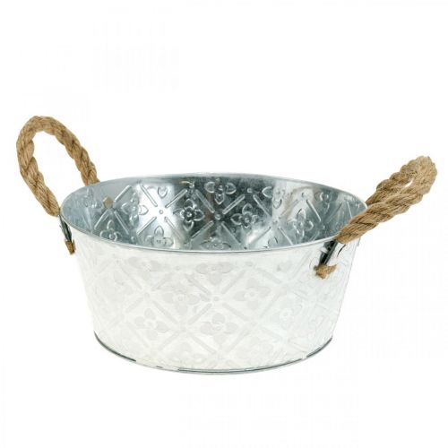 Floristik24 Decorative bowl silver with handles metal plant bowl plant pot Ø21cm