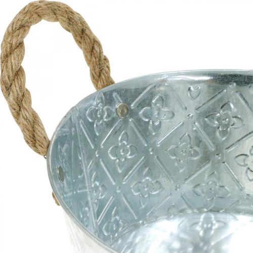 Decorative bowl silver with handles metal plant bowl plant pot Ø21cm | Floristik24.ie