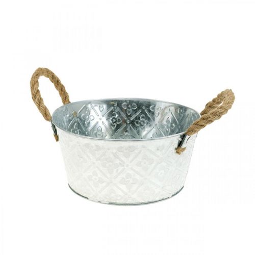 Floristik24 Planter bowl, metal pot with flower pattern, flower pot with handles Ø18cm
