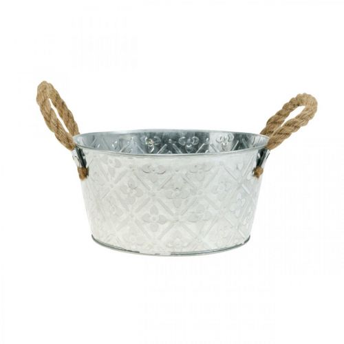 Floristik24 Planter bowl, metal pot with flower pattern, flower pot with handles Ø18cm
