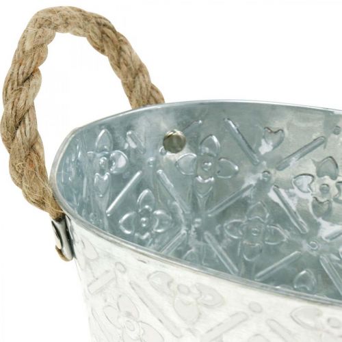 Floristik24 Decorative bowl oval silver with handles metal plant bowl 22.5×13.5cm