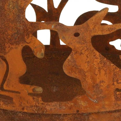 Floristik24 Metal bowl with rabbits, Easter decorations, planter for planting patina Ø18cm H19.5cm