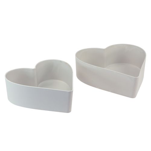 Floristik24 Bowl heart plastic decorative bowl white gray 24/21cm set of 2