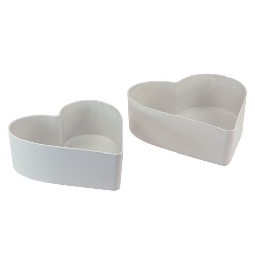 Floristik24 Bowl heart plastic decorative bowl white grey 24/21cm set of 2
