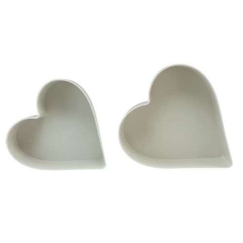 Floristik24 Bowl heart plastic decorative bowl white grey 24/21cm set of 2