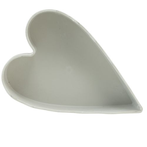 Floristik24 Bowl plastic heart plant bowl white gray 21×14.5×5.5cm
