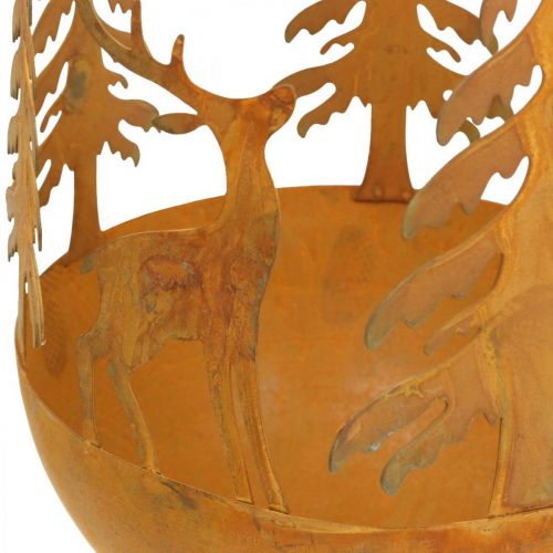 Floristik24 Metal bowl with deer, forest decoration for Advent, decorative vessel stainless steel Ø25cm H29cm