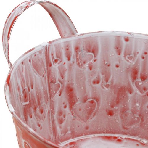Floristik24 Metal bowl heart pattern, planter, planter bowl with handles Ø17.5cm