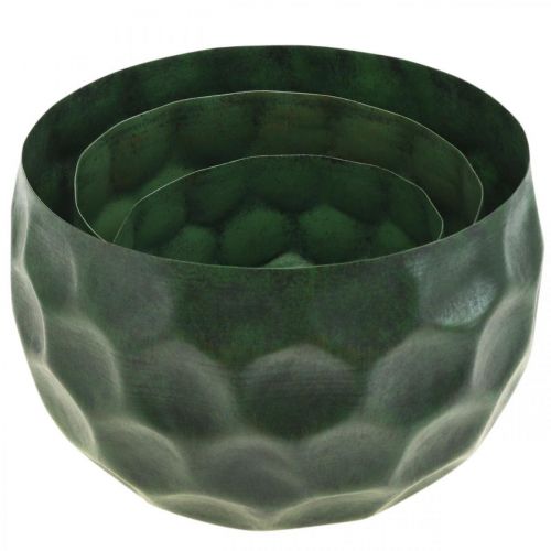 Product Decorative bowl metal green vintage planter Ø25 / 20.5 / 16.5cm set of 3