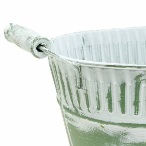 Product Planter bowl oval green white washed 28cm x 17cm H12cm