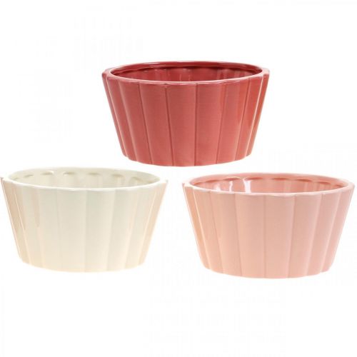 Plant pot ring cake, flower bowl baking dish, ceramic decoration H8cm Ø15.5cm 3pcs