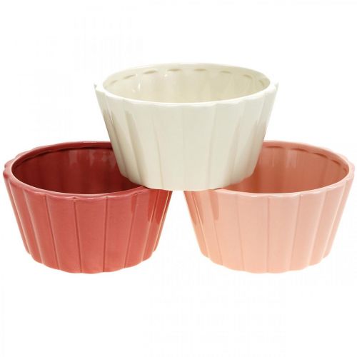 Floristik24 Plant pot ring cake, flower bowl baking dish, ceramic decoration H8cm Ø15.5cm 3pcs