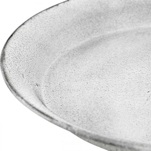 Floristik24 Decorative bowl with foot decorative plate metal white Ø22cm H15.5cm