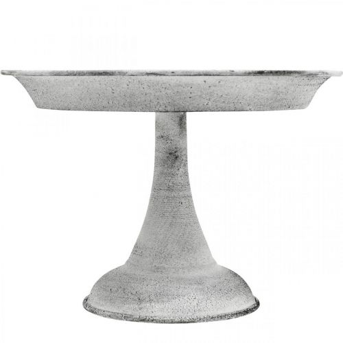 Floristik24 Decorative bowl with foot decorative plate metal white Ø22cm H15.5cm