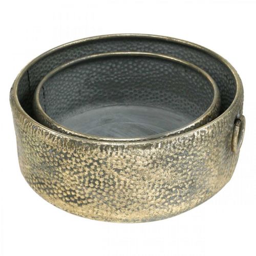 Product Decorative bowl antique look metal planter golden Ø37/31cm set of 2
