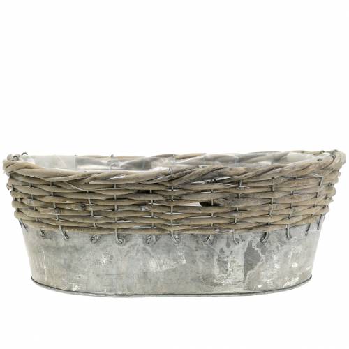 Product Zinc bowl with wicker oval 20-32cm, set of 3