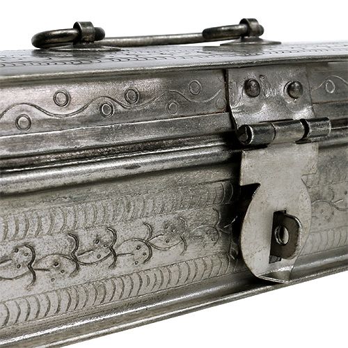 Floristik24 Box silver square 24cm x 8cm H6cm