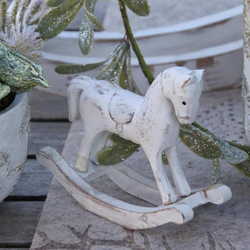 Decorative rocking horse Christmas white brown 26x6x23cm