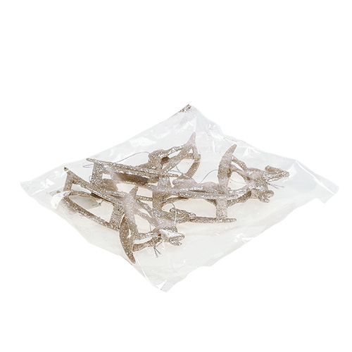 Floristik24 Rocking horse 7.5cm gold with glitter 6pcs