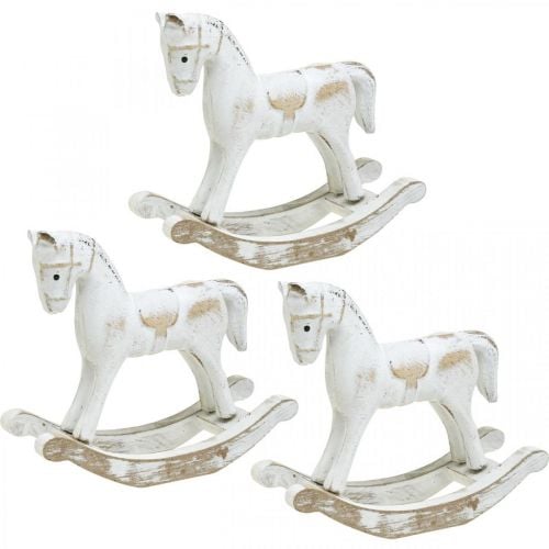 Decorative rocking horse Christmas white 13x4.5x11.5cm 3pcs