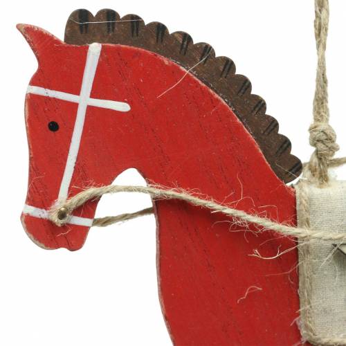 Floristik24 Rocking horse for hanging red wood H17cm 3pcs Nostalgic tree decorations