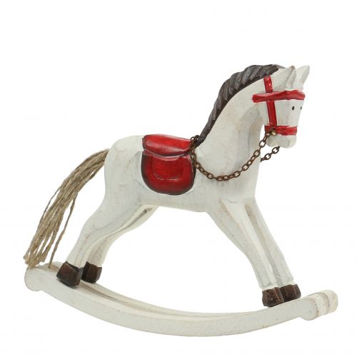 Rocking horse wood red, white 19cm x15cm