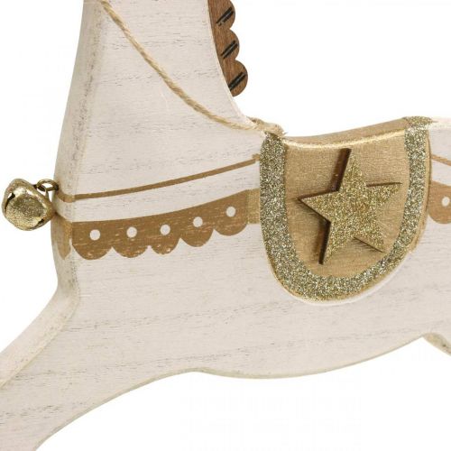 Product Wooden rocking horse, Christmas decoration White Golden H32.5cm