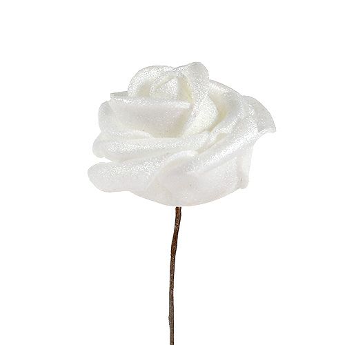 Floristik24 Foam roses white with mother of pearl Ø2.5cm 120 pcs