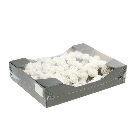 Floristik24 Foam roses white with mother of pearl Ø2.5cm 120 pcs