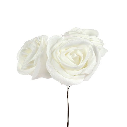 Floristik24 Foam roses white with mother of pearl Ø6cm 24 pcs