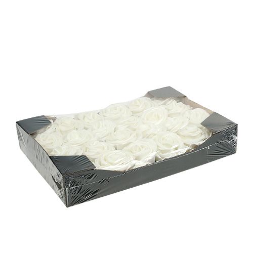 Floristik24 Foam roses white with mother of pearl Ø6cm 24 pcs