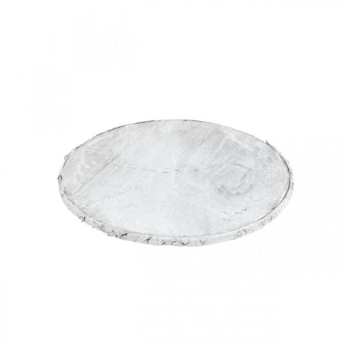 Product Deco wooden disc with bark white coaster plywood Ø20cm