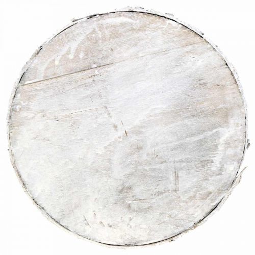 Product Decorative wooden disc with bark white coaster plywood Ø20cm