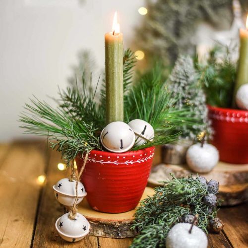 Floristik24 Bells with a star on the ribbon for hanging White L30cm 2pcs