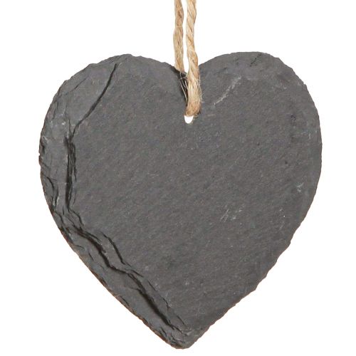 Product Slate board small heart for hanging black 7.5cm 6pcs