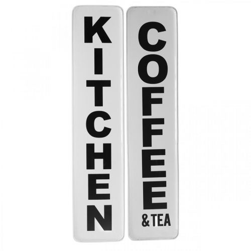 Floristik24 Deco Sign Metal Vintage Kitchen Black, White 18×80cm Set of 2