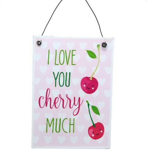 Product Hanging sign "Cherry" 17cm x 12cm 4pcs - Decorative sign with a fruity declaration of love