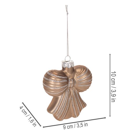 Glass Christmas ornaments, bow for hanging, 10cm, 2 pieces | Floristik24.ie