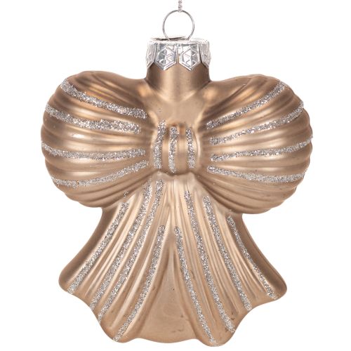 Glass Christmas ornaments, bow for hanging, 10cm, 2 pieces | Floristik24.ie