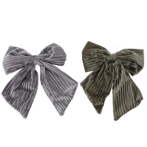 Decorative hanging bow, Christmas bow, velvet, ribbed, 24cm, 2 pieces buy online | Floristik24.ie