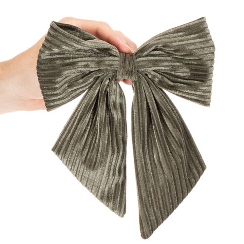 Decorative hanging bow, Christmas bow, velvet, ribbed, 24cm, 2 pieces | Floristik24.ie