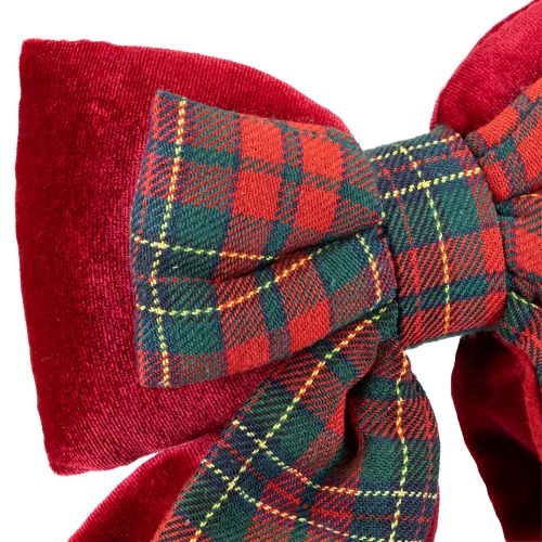 Floristik24 Red Scottish Plaid Velvet Bow Indoor 21×23cm