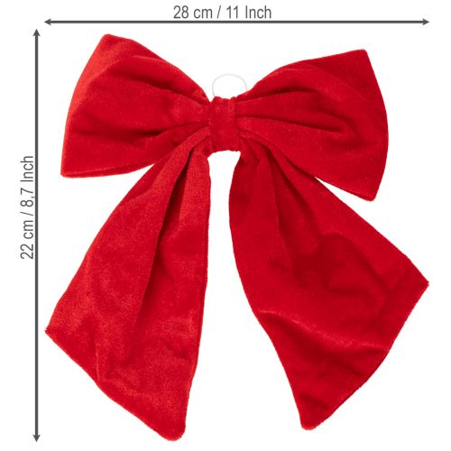 Red decorative bow as Christmas decoration, 28cm, 3 pieces | Floristik24.ie