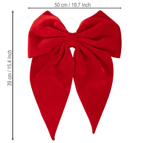 Decorative bow in red, large velvet bow for window or door, 50cm | Floristik24.ie