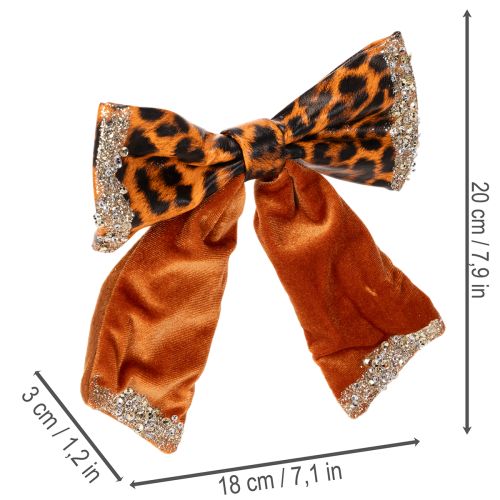 Decorative bow with animal print leopard pattern 20cm 3pcs | Floristik24.ie