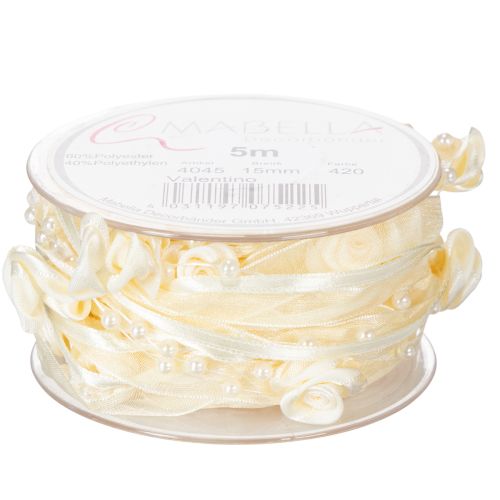 Ribbon Valentino cream 15mm 5m | Floristik24.ie
