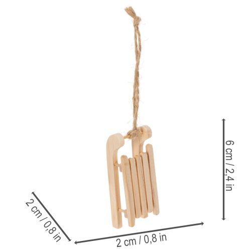 Decorative sled for hanging on Christmas tree, 6cm, 6 pieces | Floristik24.ie