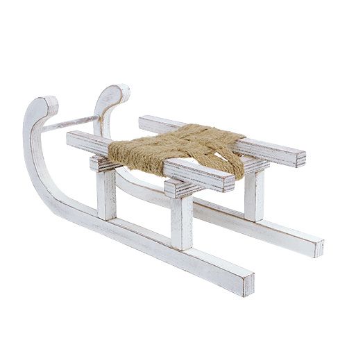 Floristik24 Wooden sledge white 28cm x 11cm x 11cm 1p