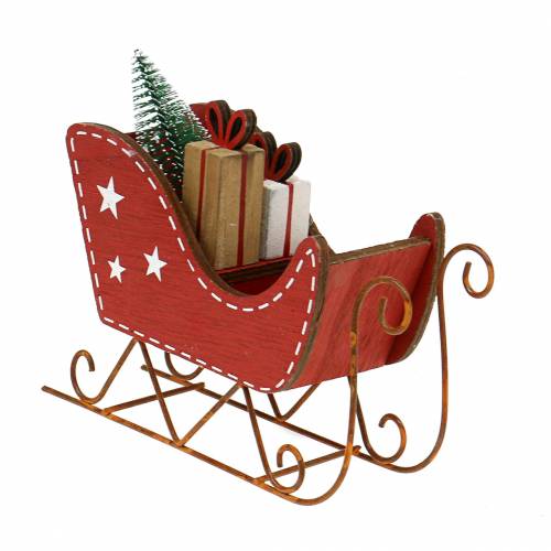 Floristik24 Sledge wood red 15.5cm x 15cm x 6cm