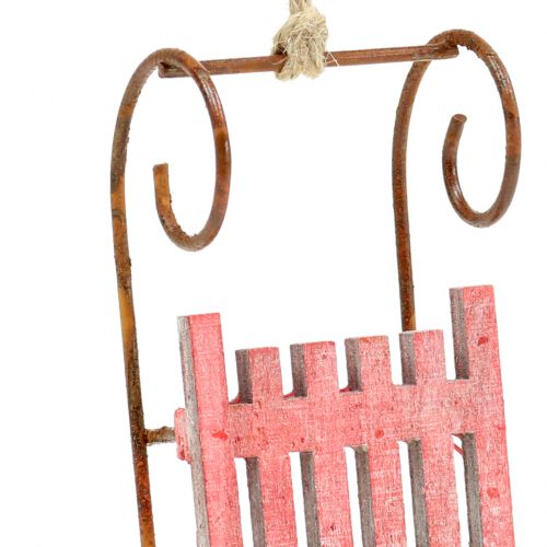 Floristik24 Sled red, rust for hanging 11cm 6pcs